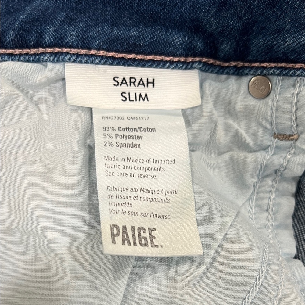 PAIGE Sarah Slim Jeans in Dark Blue Denim - Picture 3 of 6